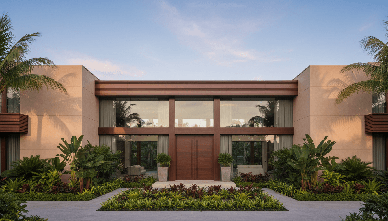 Main residence with modern facade and glass walls