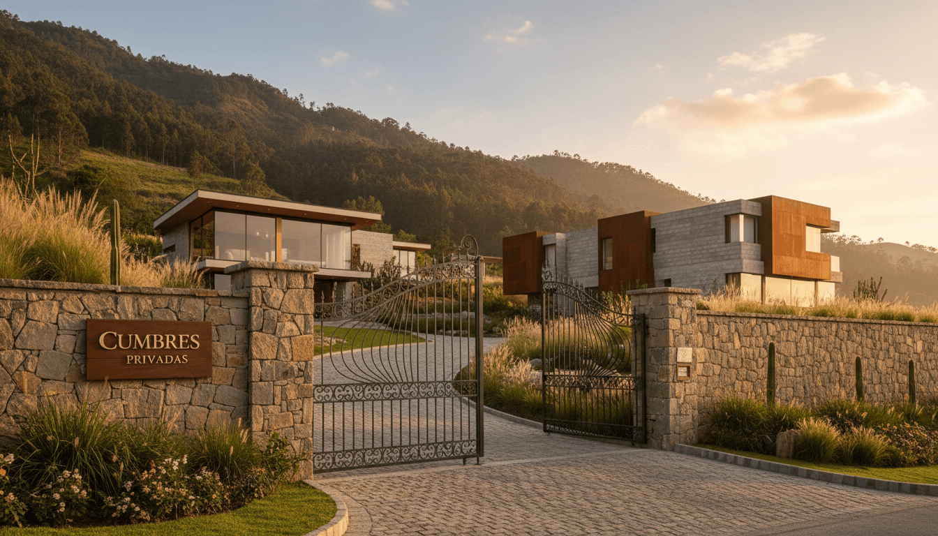 Gated entrance to two-property parcel in La Estrella