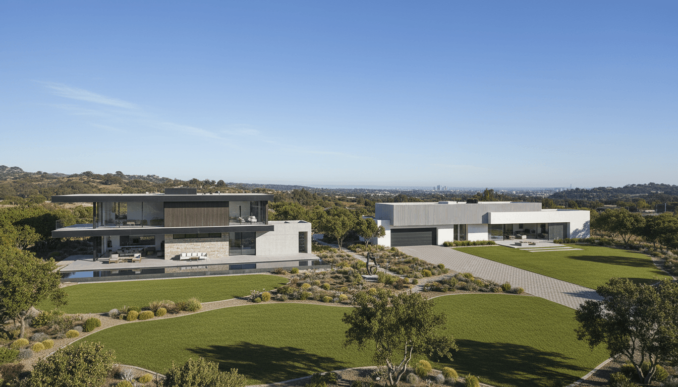 Modern rendering showing two homes on the single parcel