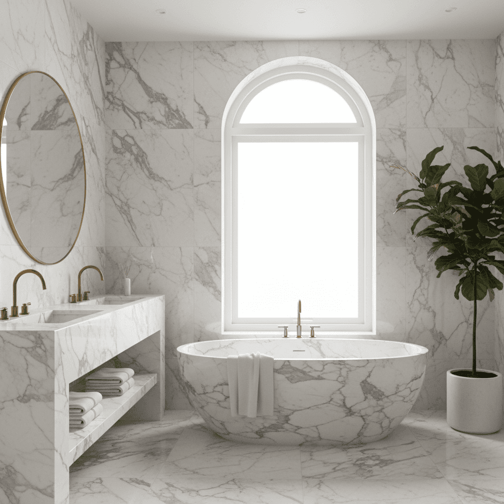 Luxury bathroom with marble finishes