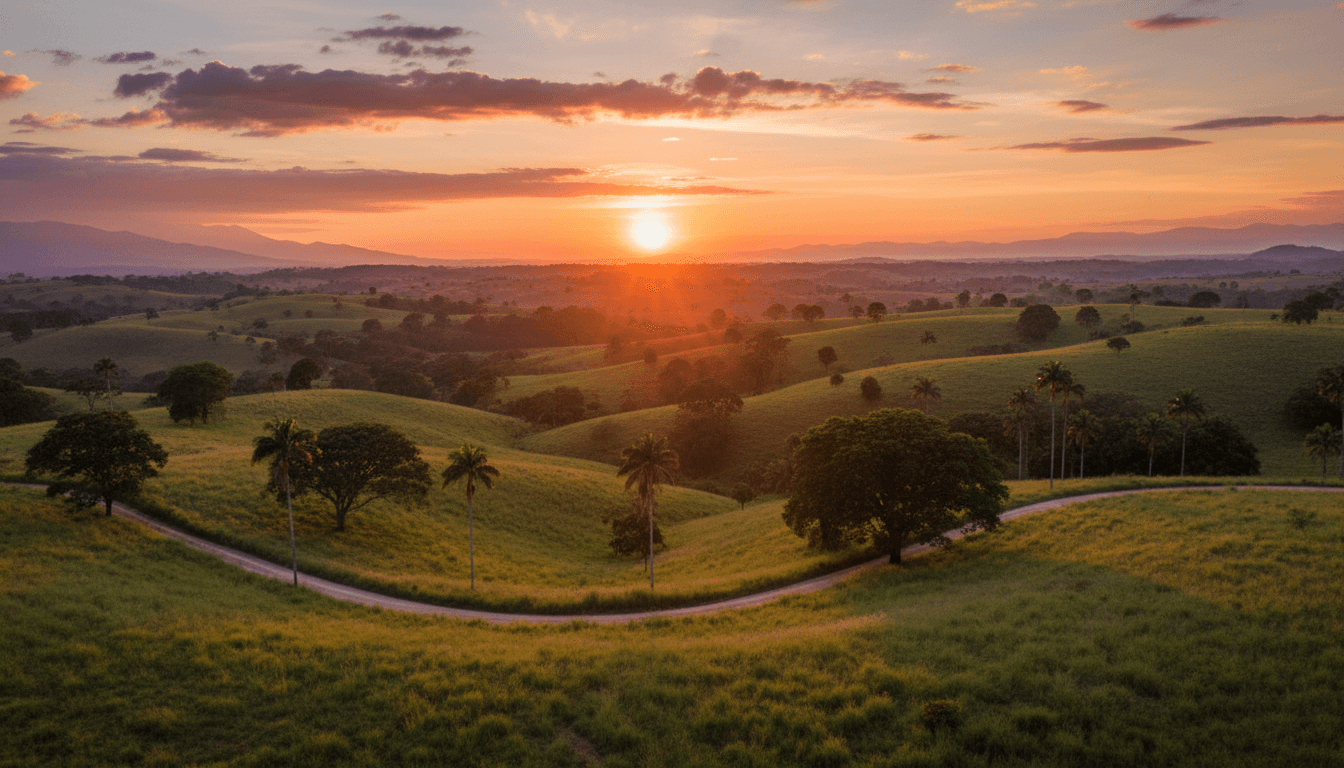 Sunset over the rolling hills of La Estrella