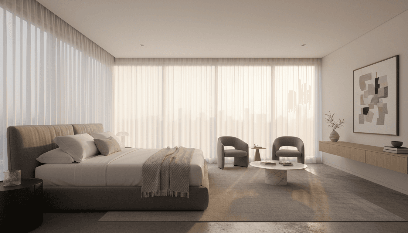 Primary bedroom suite with sitting area