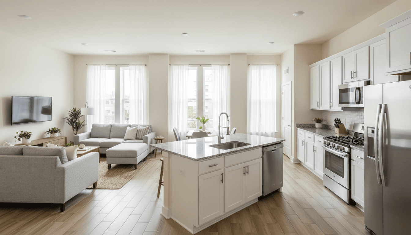 Renovated kitchen and living area in one of the units