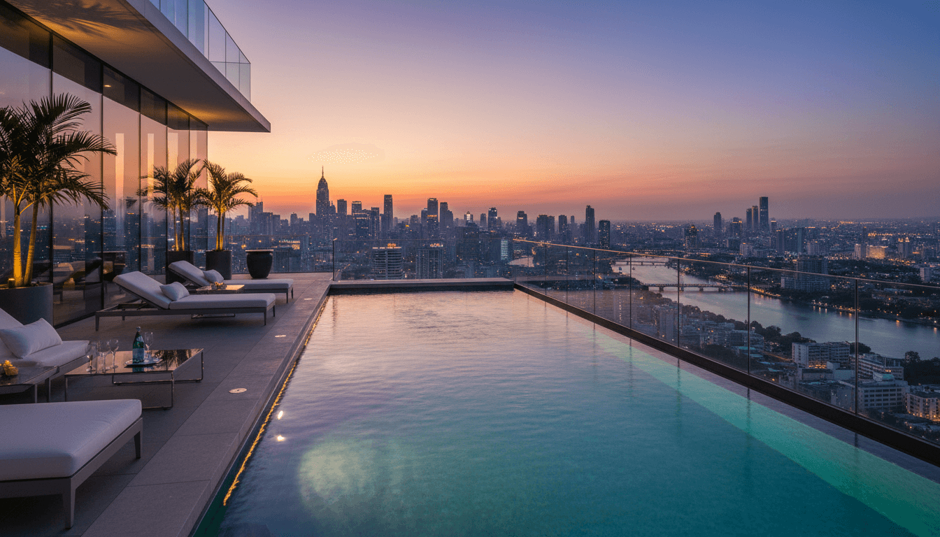 Inground pool on the terrace of the El Poblado condo