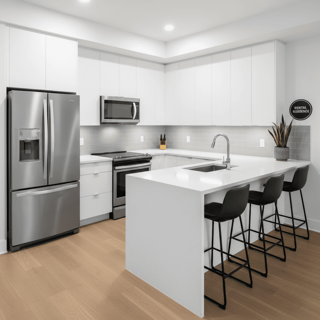 Updated kitchen with appliances and ample counter space