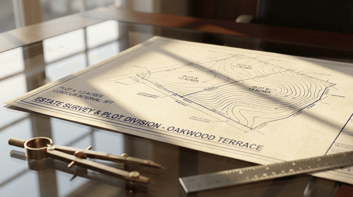 Property professional reviewing architectural plans and blueprints